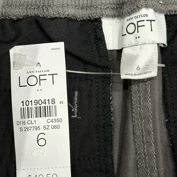 Women's Ann Taylor LOFT 6 Small Pants Twill Gray Elastic Waist Straight NWT - Picture 8 of 11